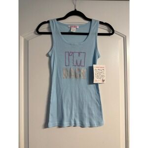 Emme Jordan Graphic Tank Top Medium Blue New Y2K I'm Back Better Than B4 Retro